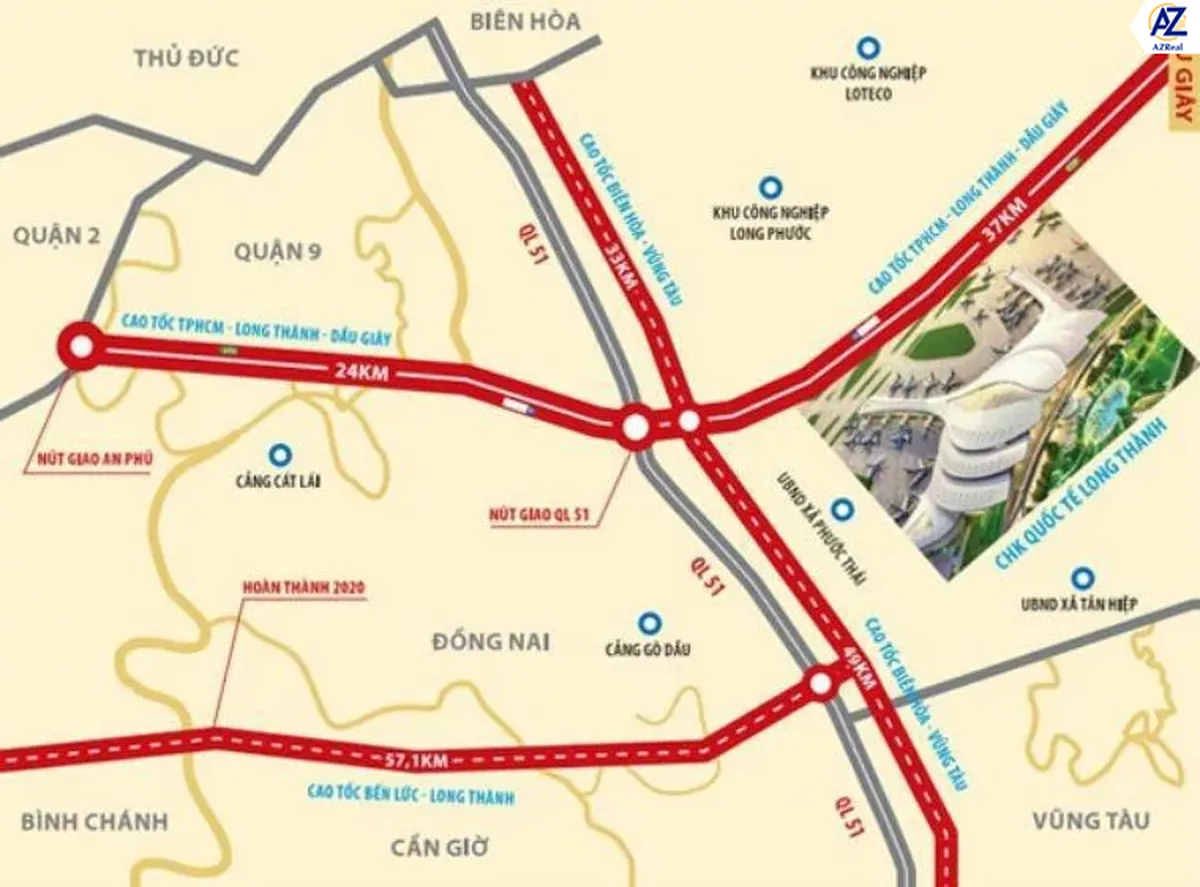 vi tri san bay long thanh